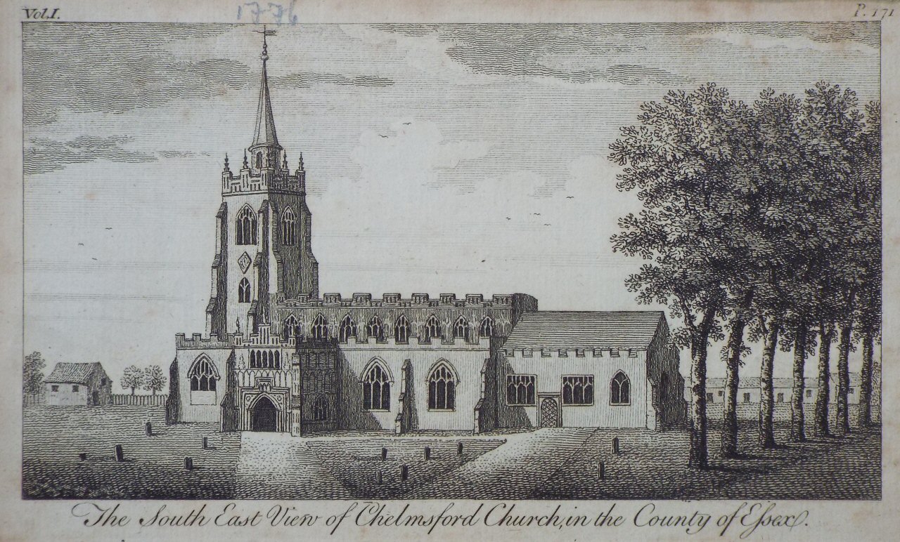 Print - A South East View of Chelmsford Church, in the County of Essex.